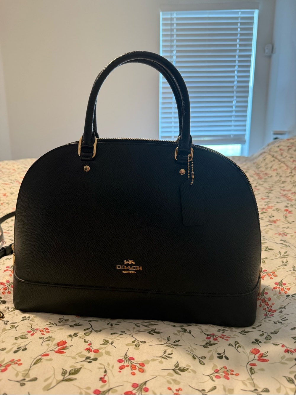 Coach Black Dome Satchel with Gold-Tone Logo